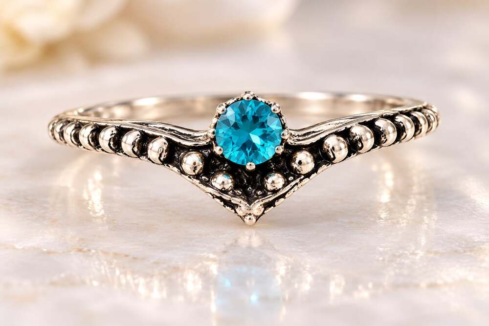 Silver-tone metal setting with simulated gemstone ring